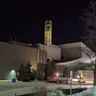 Elements Casino Brantford tower on a winter night